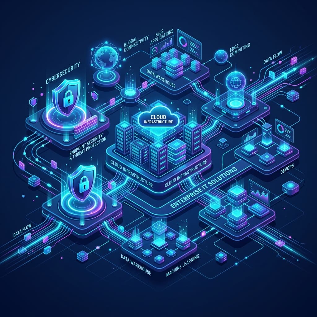 Modern IT Solutions Cloud Network Illustration